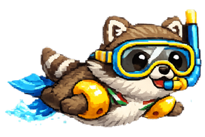 Schwimmender Waschbär